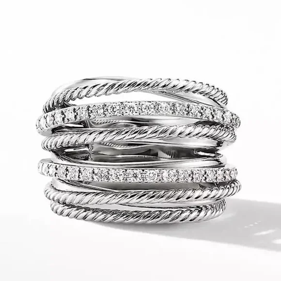 New 925 Sterling Silver Diamond Halo Ring - Picture 3 of 5